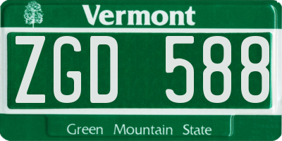 VT license plate ZGD588
