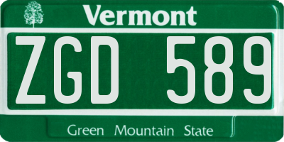 VT license plate ZGD589