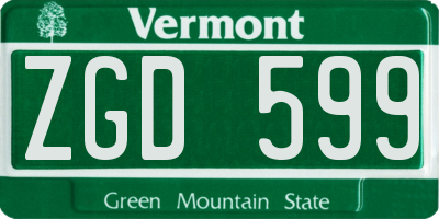 VT license plate ZGD599