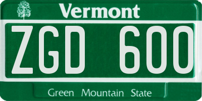 VT license plate ZGD600
