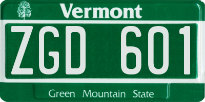 VT license plate ZGD601
