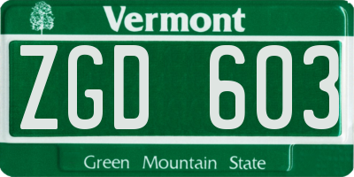 VT license plate ZGD603