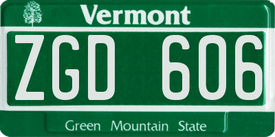 VT license plate ZGD606