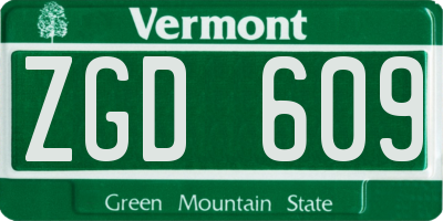 VT license plate ZGD609