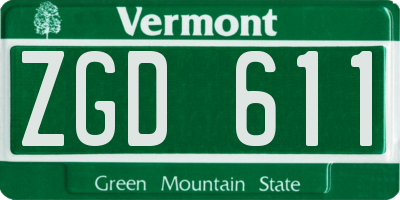 VT license plate ZGD611