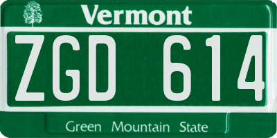 VT license plate ZGD614
