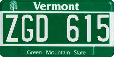 VT license plate ZGD615