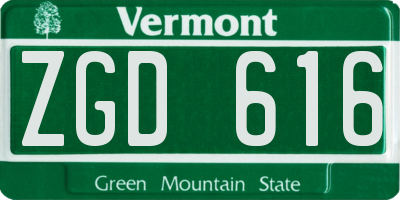 VT license plate ZGD616