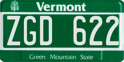 VT license plate ZGD622
