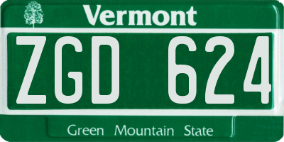 VT license plate ZGD624