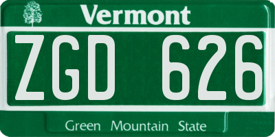 VT license plate ZGD626