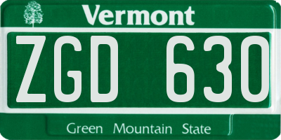 VT license plate ZGD630
