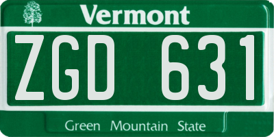 VT license plate ZGD631