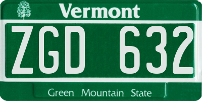 VT license plate ZGD632