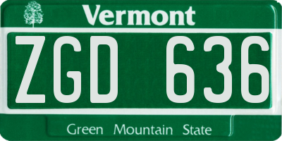 VT license plate ZGD636