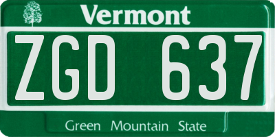 VT license plate ZGD637
