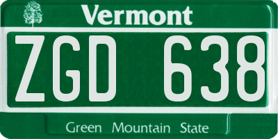 VT license plate ZGD638