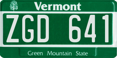 VT license plate ZGD641