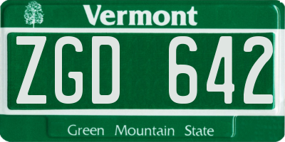 VT license plate ZGD642