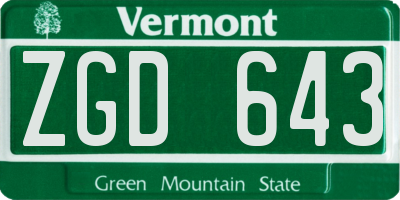 VT license plate ZGD643
