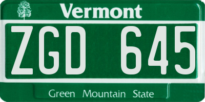 VT license plate ZGD645