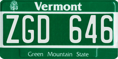 VT license plate ZGD646