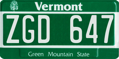 VT license plate ZGD647