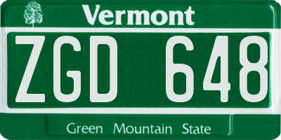 VT license plate ZGD648