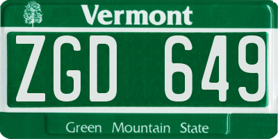 VT license plate ZGD649