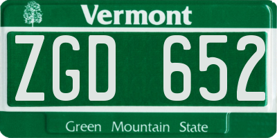 VT license plate ZGD652