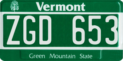 VT license plate ZGD653