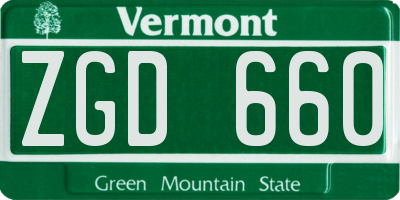 VT license plate ZGD660