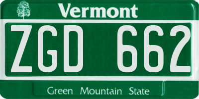 VT license plate ZGD662