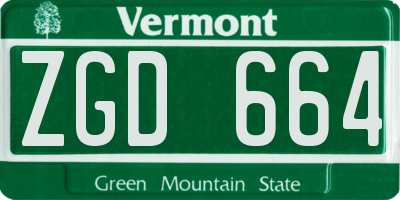 VT license plate ZGD664