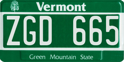 VT license plate ZGD665