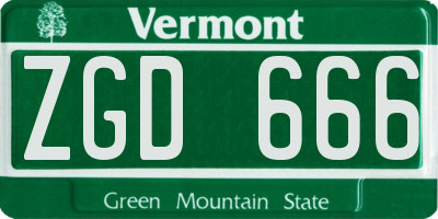 VT license plate ZGD666