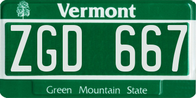 VT license plate ZGD667