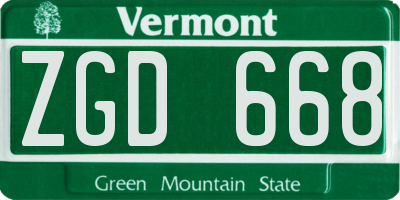 VT license plate ZGD668
