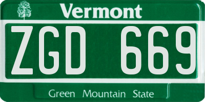 VT license plate ZGD669
