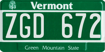 VT license plate ZGD672