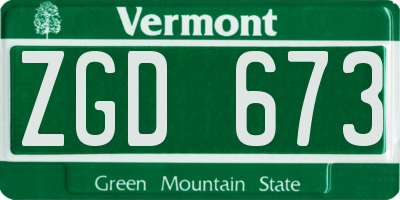VT license plate ZGD673