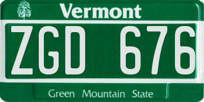 VT license plate ZGD676