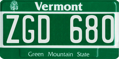 VT license plate ZGD680