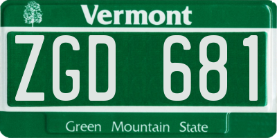 VT license plate ZGD681