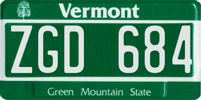 VT license plate ZGD684