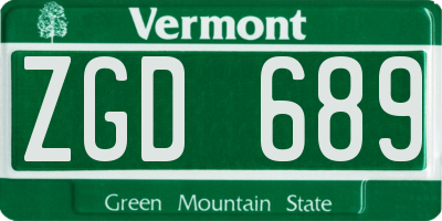 VT license plate ZGD689