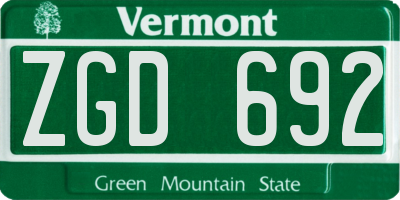 VT license plate ZGD692
