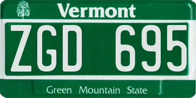 VT license plate ZGD695