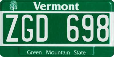 VT license plate ZGD698