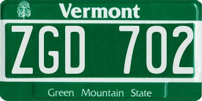 VT license plate ZGD702